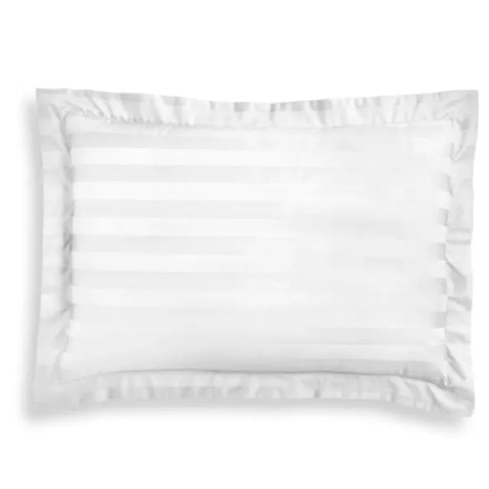 NWT Charter Club Damask Stripe 1 inch Standard Pillow Sham White